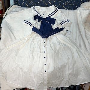 Unique Vintage white and navy sailors dress. Large with belt. Never worn.
